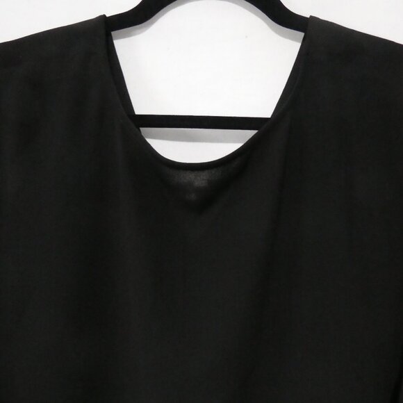 RACHEL - RACHEL ROY | 2X | Elegant Sheer Black V-Neck Blouse | Twist Knot Front - Picture 9 of 13